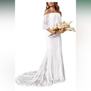 Off the shoulders wedding dress